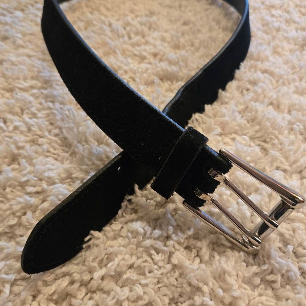 Black Suede Leather Belt M/L - Picture 2 of 7
